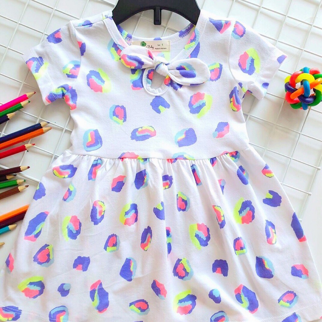 [Siêu Xinh] Váy Thun Nơ Bé Gái, Size 1-5, Hàng Made In Vn, Chất Cotton Xuất Dư Đẹp, Nhiều Màu Sắc Cho Bé Lựa Chọn