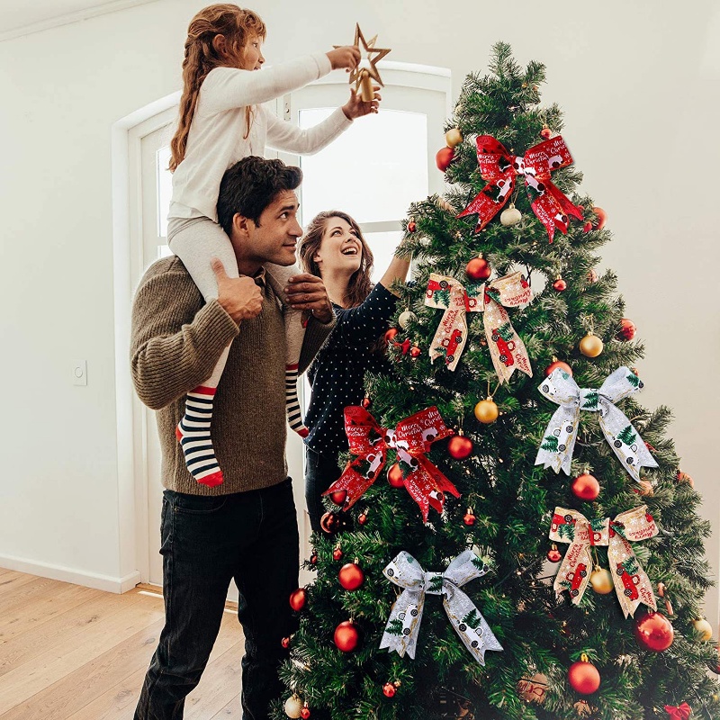 Cuộn Dây Ruy Băng Họa Tiết Bông Tuyết 5M Trang Trí Cây Thông Noel