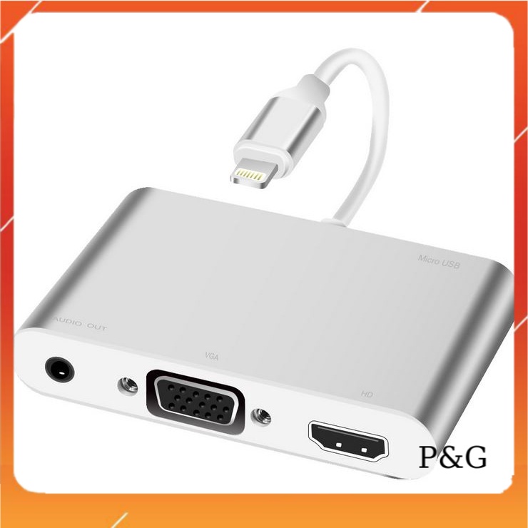 Cáp lightning to HDMI và VGA +Audio 3.5 kết nối tivi với điện thoại iphone ipad