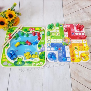 [2 TRONG 1] Bảng Chơi 2 Mặt Câu Cá Và Cá Ngựa Kích Thước Lớn 30x30 Cm