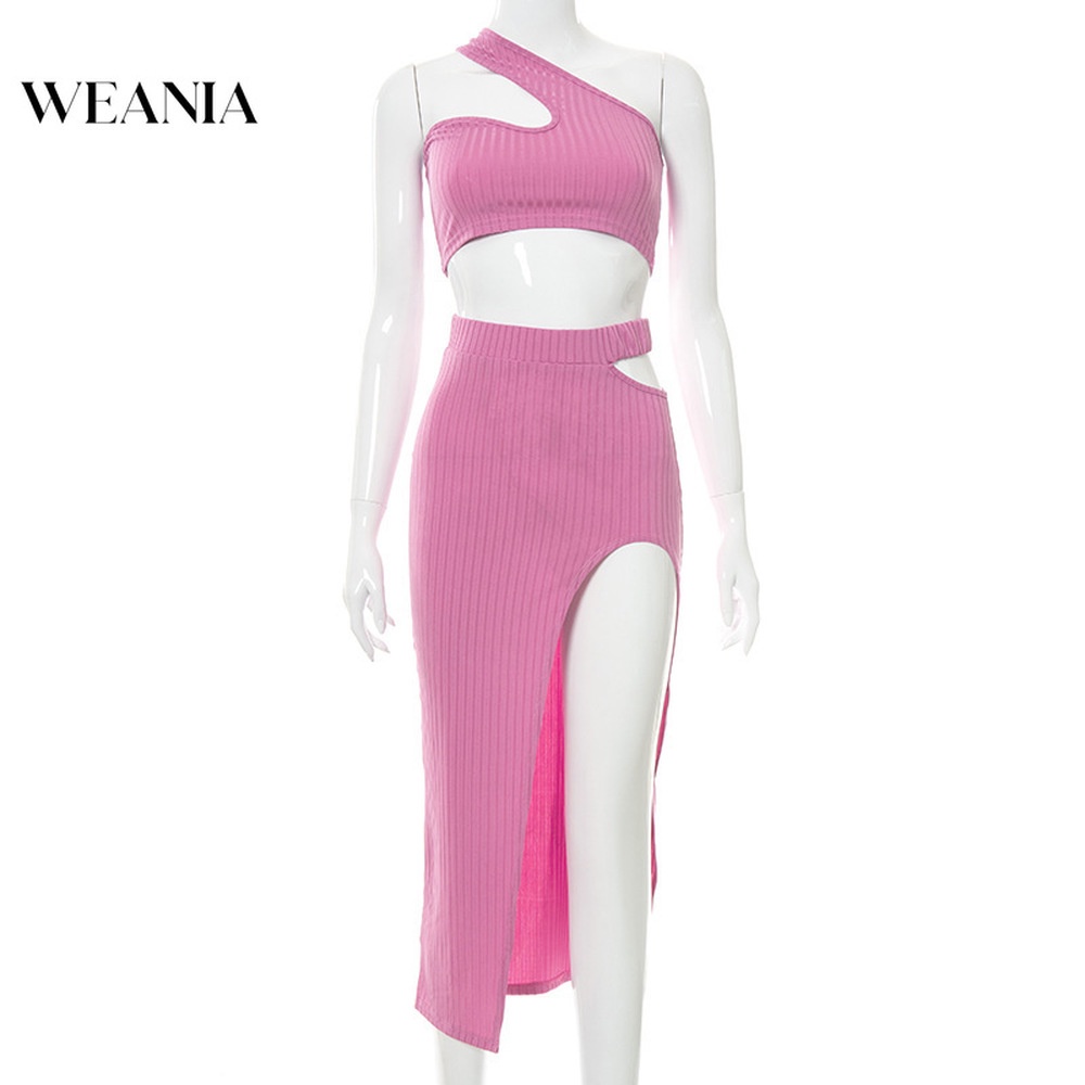 Set Áo Tank Top Màu Trơn + Chân Váy Xẻ Cao Thiết Kế Xẻ Quyến Rũ