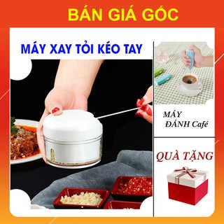 Máy Xay Tỏi Ớt Cầm Tay Mini [COMBO TẶNG KÈM] Máy Đánh Trứng Café GIÁ SỈ, Máy Xay Bằng Tay Kéo Dây Tiện Lợi