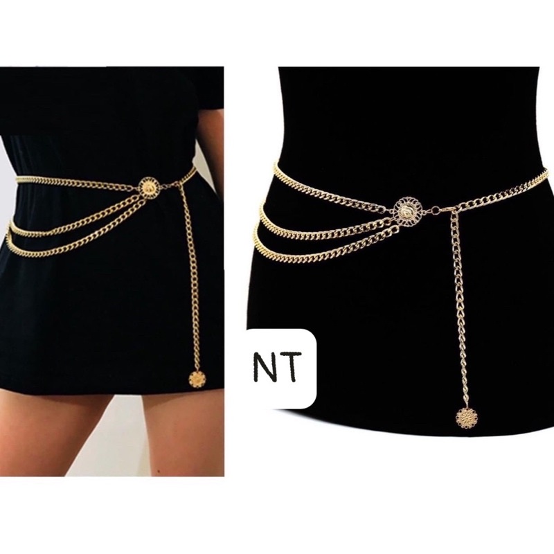 Đai váy - Belt xích vàng thương hiệu mix váy hoặc vest sanh chảnh