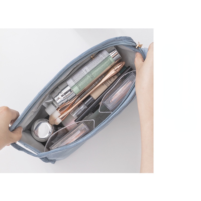 Túi Đựng Mỹ Phẩm Du Lịch Bằng Vải flannel Phong Cách Hàn Quốc