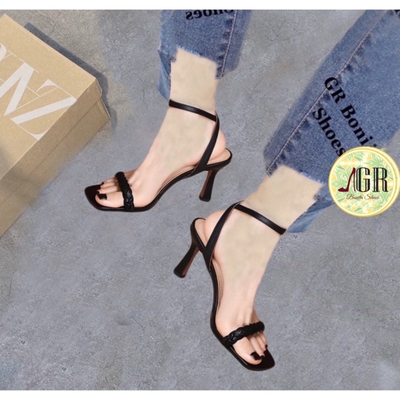 Sandal quai bính mảnh da mềm gót nhọn 6p ( hàng đẹp)