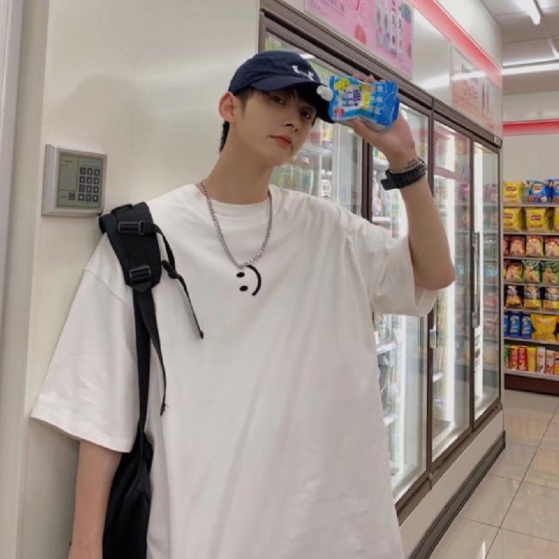 Áo Thun Tay Ngắn Dáng Rộng In Họa Tiết Phong Cách Hip Hop Hàn Quốc Thời Trang Cá Tính Cho Nam Size M-5XL