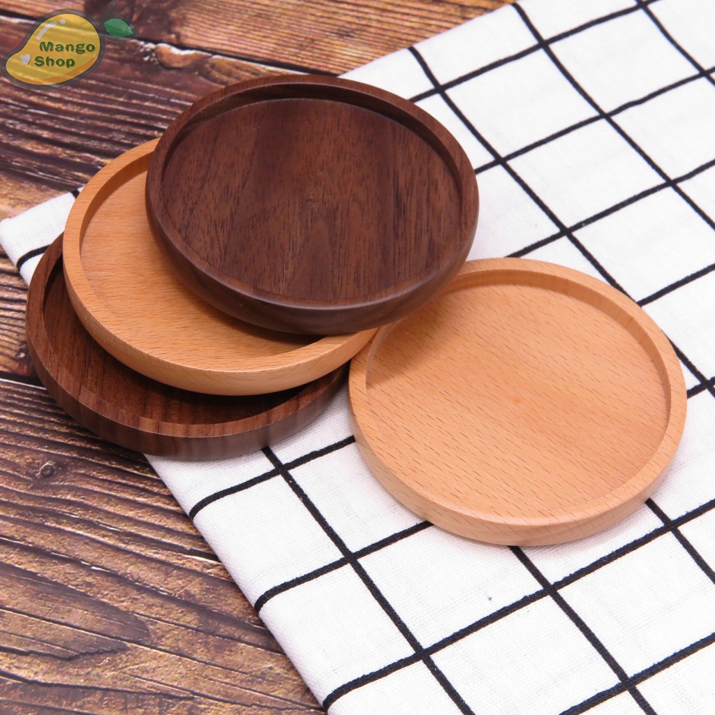 Set đĩa gỗ sồi nhỏ  lót cốc, trang trí phụ kiện chụp ảnh