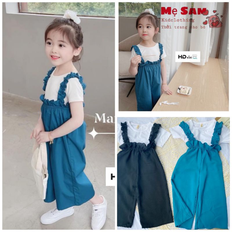 (Clip độc quyền) Set yếm bé gái - Yếm đũi phối áo cotton nhẹ nhàng. Bộ quần áo trẻ em. Thời trang trẻ em