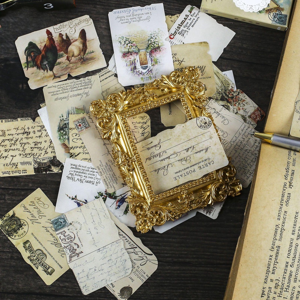 CHOOKEY Set 24 Miếng Dán Trang Trí Thủ Công Phong Cách Retro