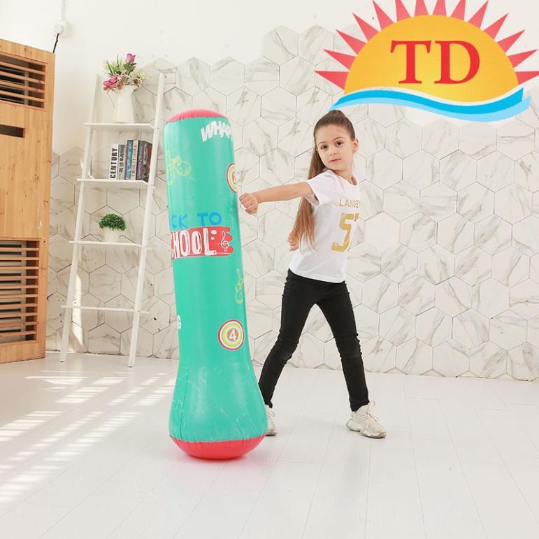 Cột boxing hơi cho bé giá rẻ, Bao trụ đấm bốc tự cân bằng cho bé Cao 1.2m