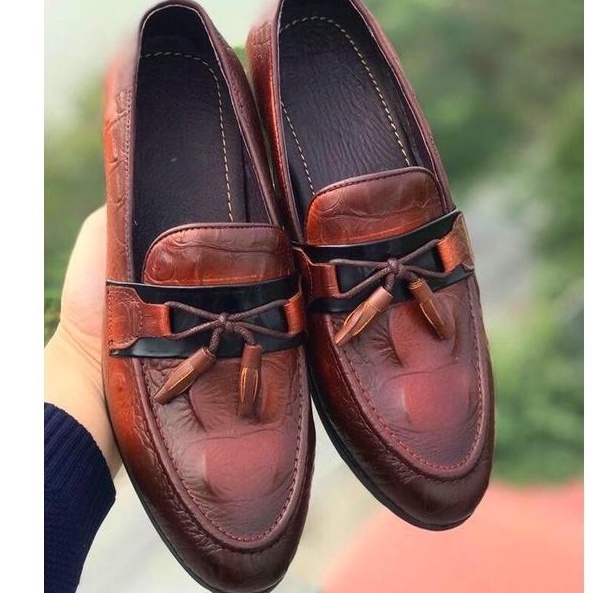 Giầy lười da nam cao cấp da bò thật bảo hành 12 tháng kiểu dáng Tasseled Loafer - Mã T181