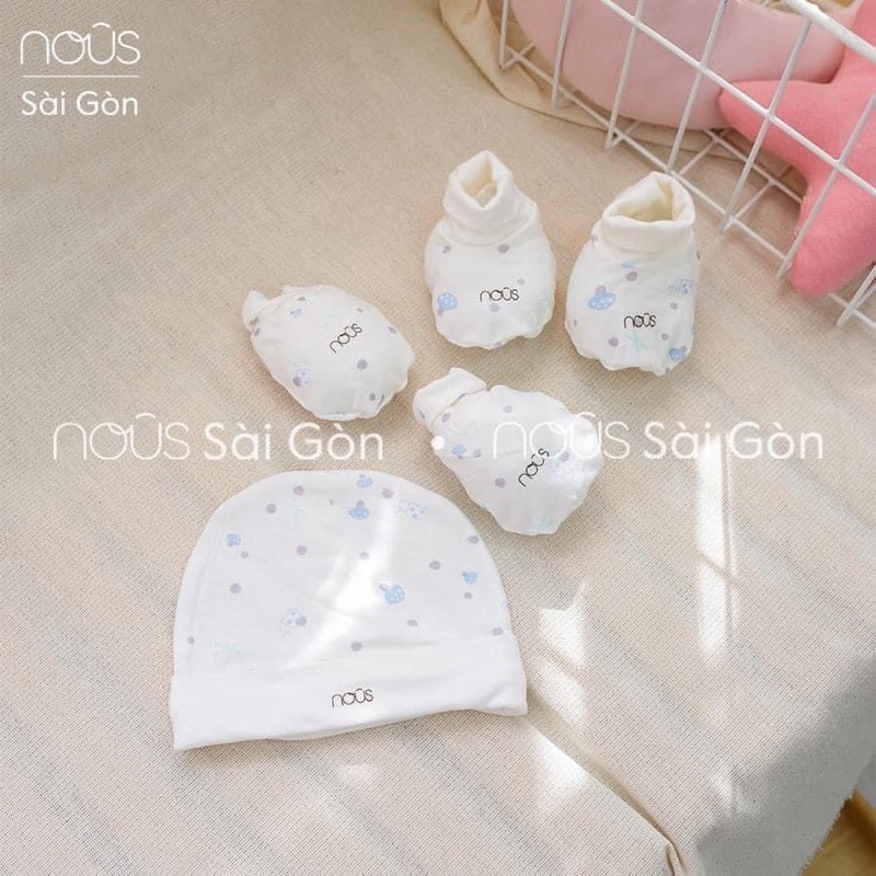 NOUS Set mũ bao tay bao chân sơ sinh Set phụ kiện sơ sinh