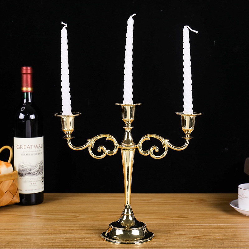 Chân Nến Cô Điển , Vintage 3 Tay Trang Trí Phòng , Tiệc Đám Cưới , Studio