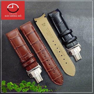 Dây đồng hồ da Tissot ĐẦU ÔM size 20/22/23/24mm có khóa logo 2 màu ĐEN, NÂU