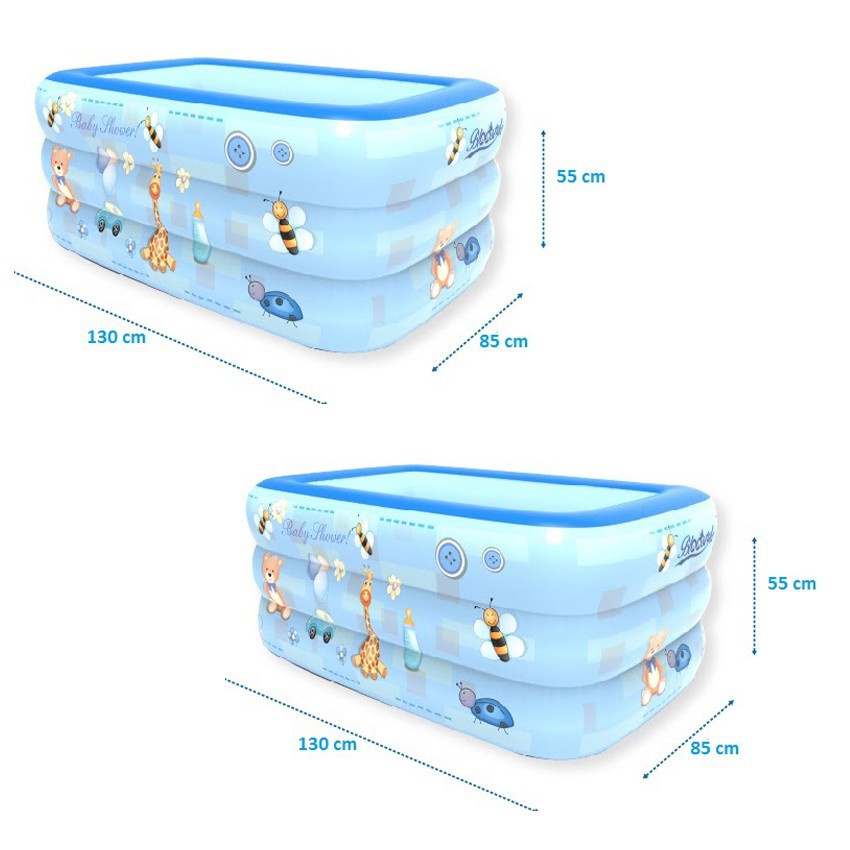 Bể bơi phao 3 tầng cho bé size 130x85x55cm TẶNG bơm - Mẫu m(Kingmart68)