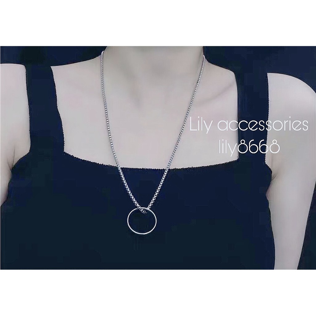 Ring Pendant Chain Necklace dây chuyền vòng cổ titan phối nhẫn không gỉ không đen siêu bền nam nữ unisex