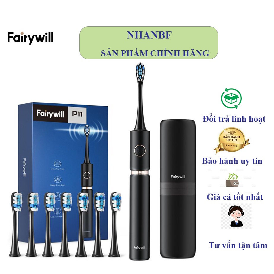 Bàn chải điện Fairywill P11 xuất USA, series PRO công nghệ sóng âm sonic