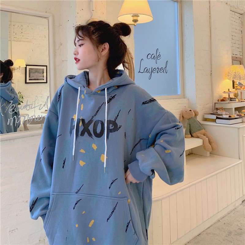 Áo hoodie nữ form rộng dài oversize loang quảng châu nỉ chất đẹp giá rẻ ao thu đông unisex ullzang 2020 | BigBuy360 - bigbuy360.vn