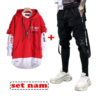 Combo Bộ Đồ Nam Quần Jogger Túi Hộp Kết Hợp Áo Hoodies Cá Tính Thời Trang 4HER AO TOP NAM 126 + JOGGER NAM