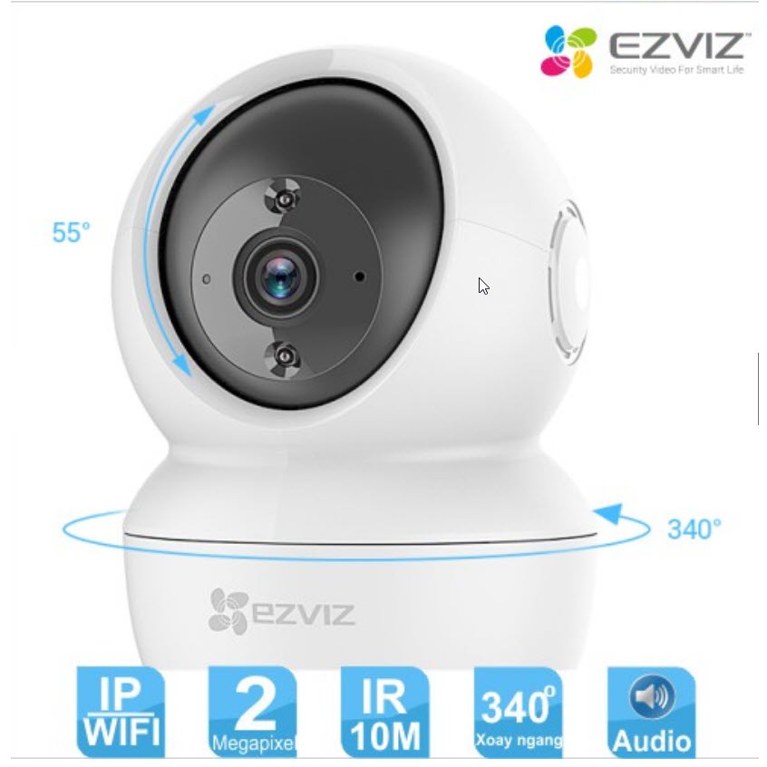 Camera Wifi Ezviz C6N Full HD 1080P  - Xoay 360, Loa 2 Chiều, Hành chính hãng, Đã bồm gồm thẻ 32GB