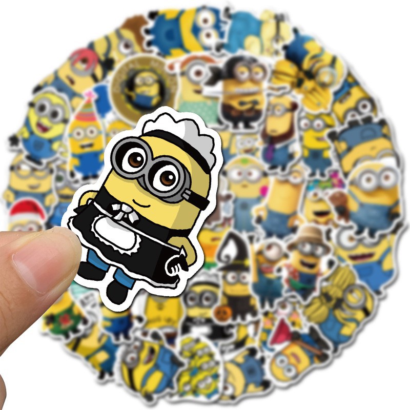 SET 50 MIẾNG STICKER MINION DỄ THƯƠNG CHỐNG NƯỚC DÁN NÓN BẢO HIỂM, LAPTOP, VALI, TỦ, BÀN HỌC, XE MÁY