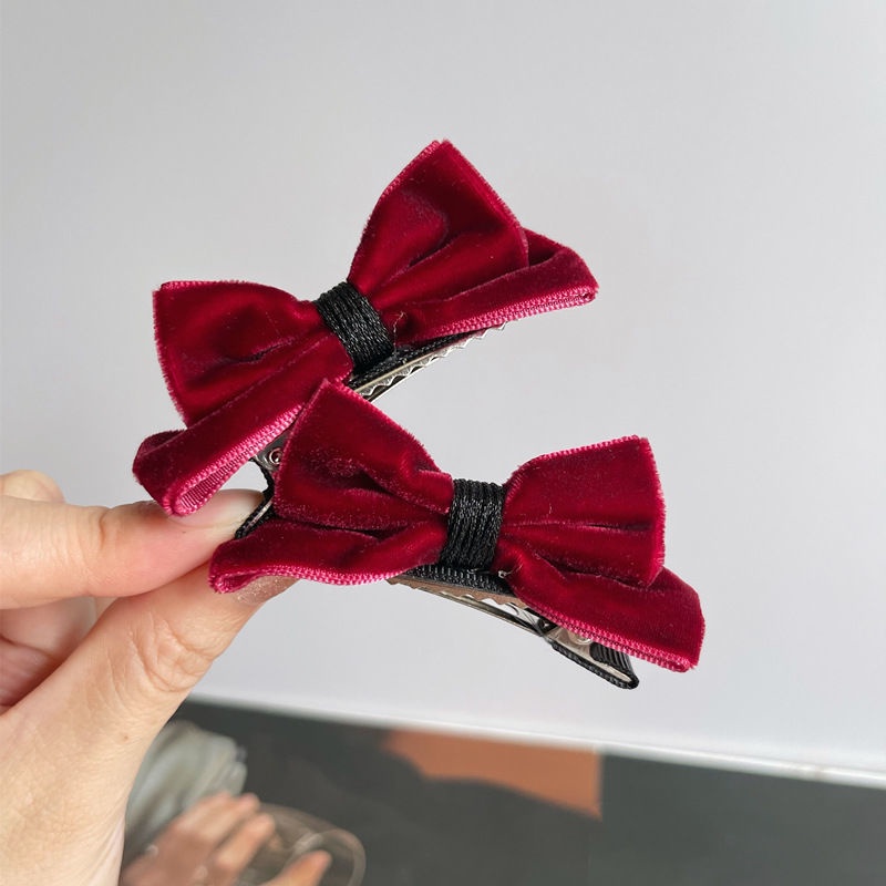 Kẹp Tóc Đính Nơ Ba Chiều Bằng Vải Nhung Phong Cách Hàn Nhật Thanh Lịch