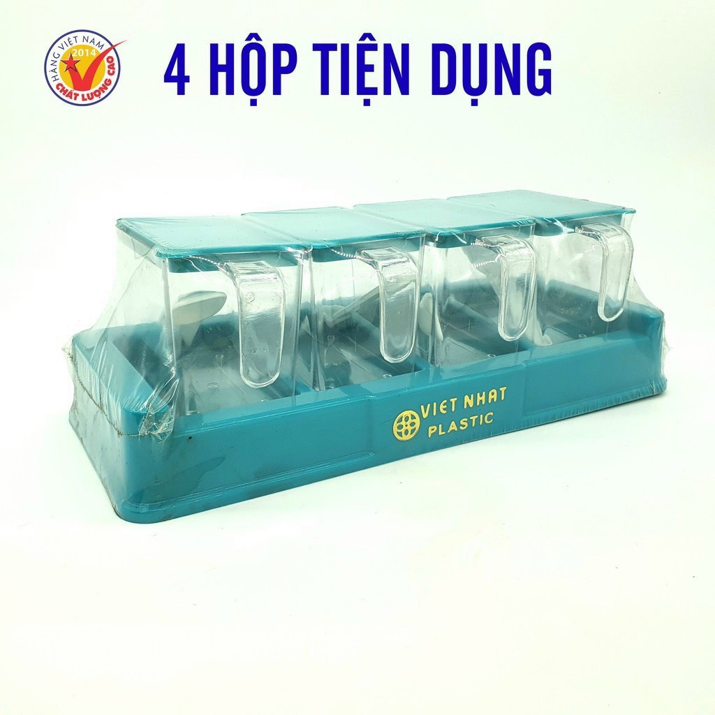 hũ đựng gia vị loiphuongmart,hũ đựng gia vị , set 4 hũ đựng gia vị kèm muỗng có nắp