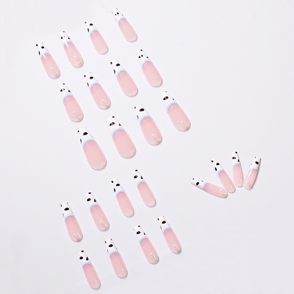 [Hàng mới về] Set 24 Móng Tay Giả Dài Họa Tiết Bò Sữa Có Thể Tháo Rời Thời Trang Cho Nữ