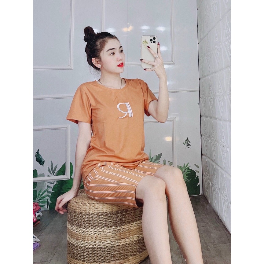 ❤️ Đồ bộ nữ thun cotton sọc caro dễ thương Set đồ thể thao quần lửng fullsize (43-85kg) B09