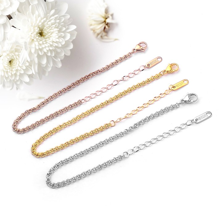 Lắc tay nữ titan khoen tròn đôi WVT655 Không đen không gỉ sét