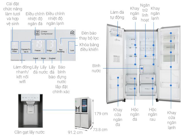 Tủ lạnh LG inverter InstaView Door-in-Door 601 lít GR-X247JS. NEW