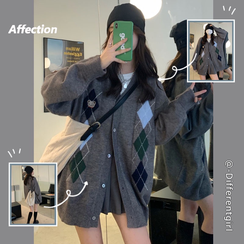 Áo Khoác Cardigan Dệt Kim Tay Dài Dáng Rộng Thêu Họa Tiết Kẻ Sọc Dễ Phối Đồ Cho Nữ | BigBuy360 - bigbuy360.vn