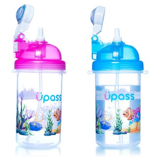 Bình uống nước cao cấp 420ml upass nắp bật có ống hút / up0820y / cho bé trên 12 tháng tuổi