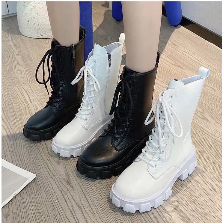 Giày Cao Cổ Nữ - Bốt Chiến Binh HOTTREND buộc dây, đế răng cưa lên dáng trẻ trung, năng động, cá tính D19 | BigBuy360 - bigbuy360.vn