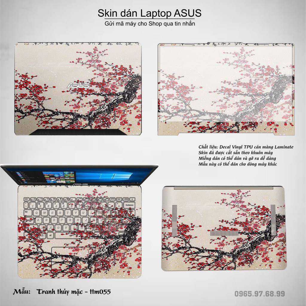 Skin dán Laptop Asus in hình Tranh thủy mặc nhiều mẫu 3 (inbox mã máy cho Shop)