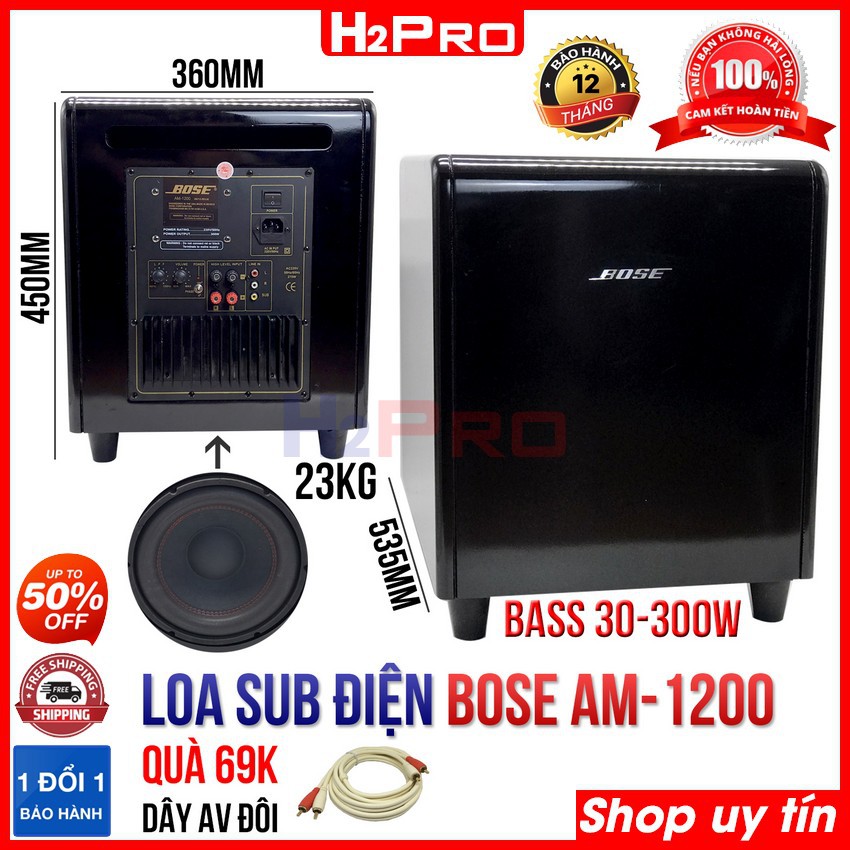 Loa Sub Điện Bass 30 AM-1200 270W Cao Cấp, Loa Sub Gầm 30 Siêu Trầm Karaoke, Bass Ấm Căng (Tặng Dây Av Đôi) - H2pro Tech