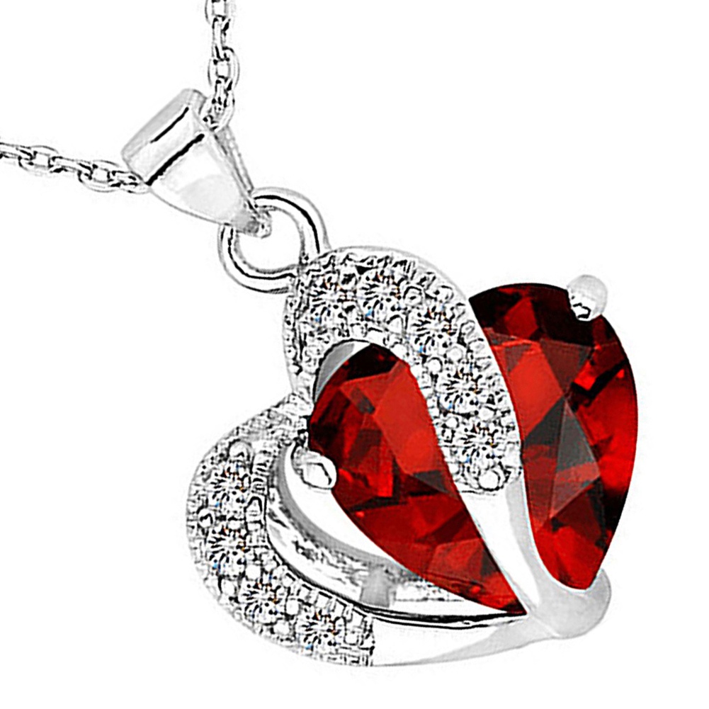 Dây chuyền hợp kim mặt hình trái tim khảm đá màu thanh lịch cho nữ