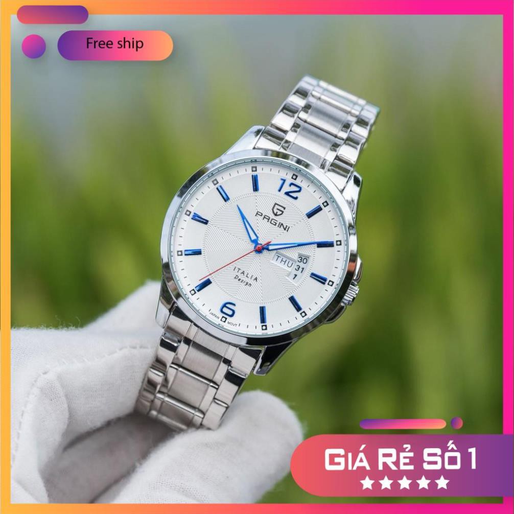 ĐỒNG HỒ KIM NAM mặt trắng đẳng cấp, đồng hồ nam PAGINI PA5533 KIM TRÔI Xman Store