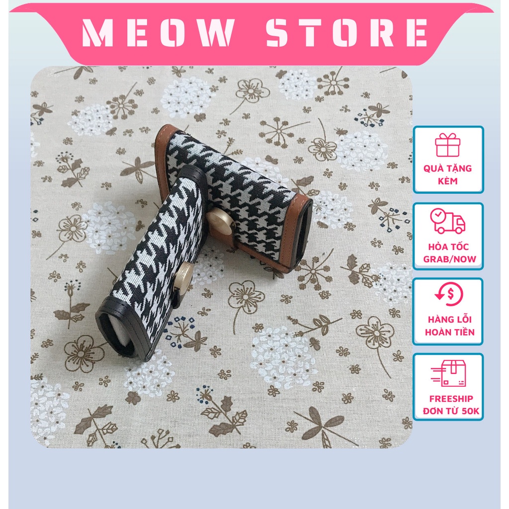 Ví nữ cầm tay ngắn mini nhỏ gọn cao cấp caro bỏ túi đẹp giá rẻ MEOW STORE VN05