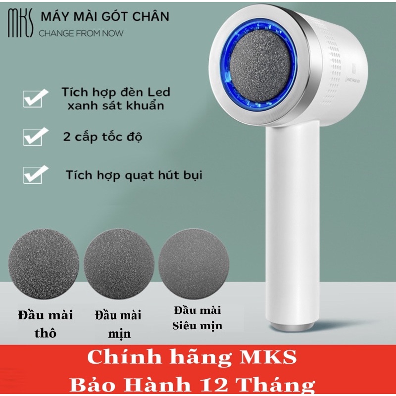 Máy Mài Gót Chân, Máy chà gót Chân, Tẩy Da Chết Gót Chân Cao Cấp MKS-Có Tích Điện, Tặng Kèm 3 Đầu Mài Thạch Anh