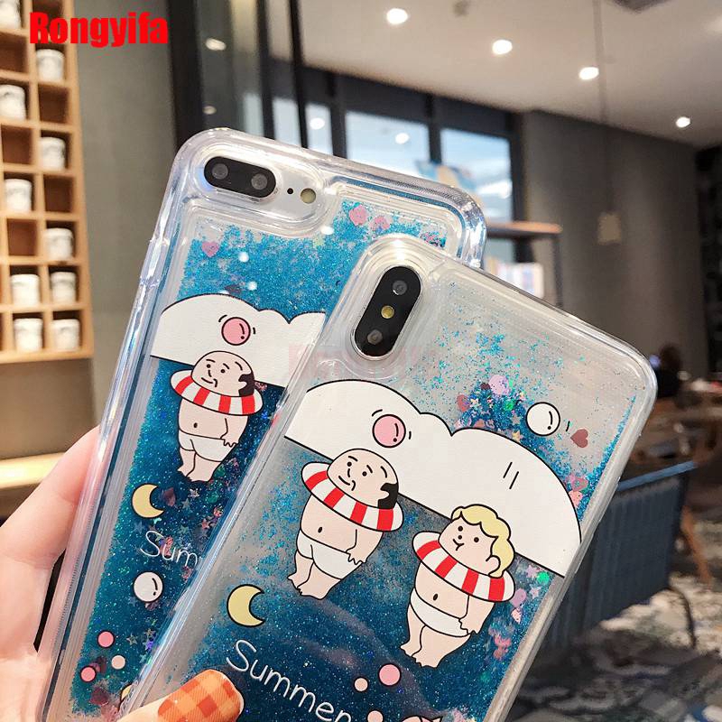 Ốp điện thoại nước kim tuyến hình chim hồng hạc và hoa cho Huawei P30 Pro Nova 3e 2i 3 3i