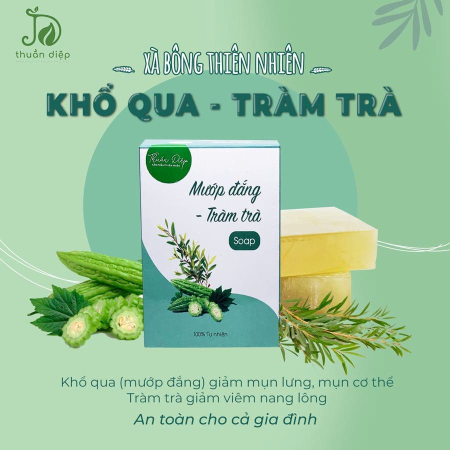 Xà bông thiên nhiên giúp sáng da, giảm thâm, giảm mụn cơ thể Handmade Thuần Diệp [Mua 2 tặng túi tạo bọt]