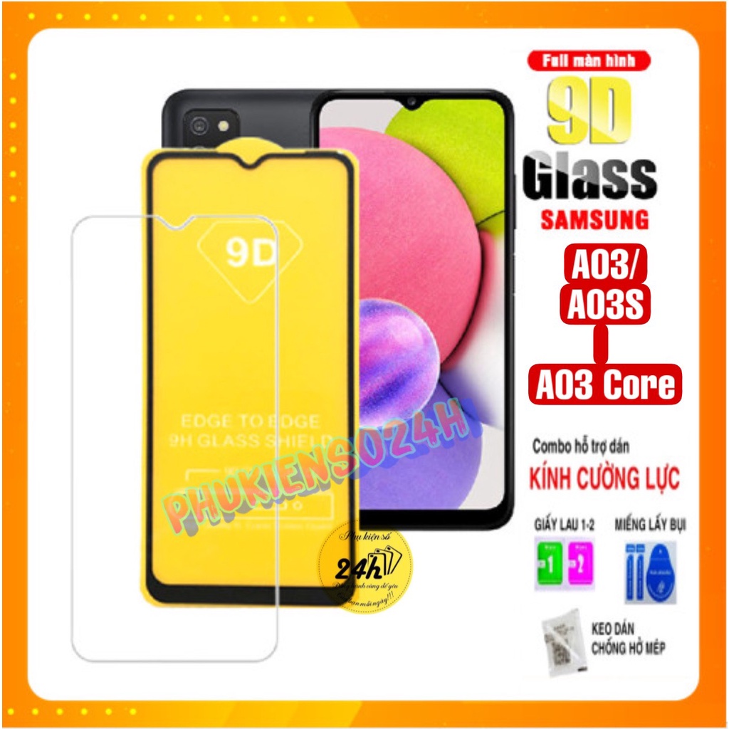 Kính cường lực Full viền đen - Kính trong cho Samsung M34 5G A14 M14 A03 A03s A03 Core A04 M13 5G A04S A04E A13 5G