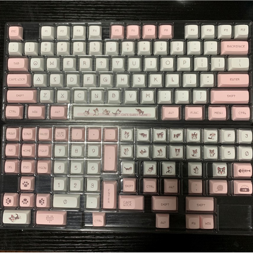 Bộ Keycap Thick PBT XDA Mèo Chi Chi 141 Nút Cho Bàn Phím Cơ