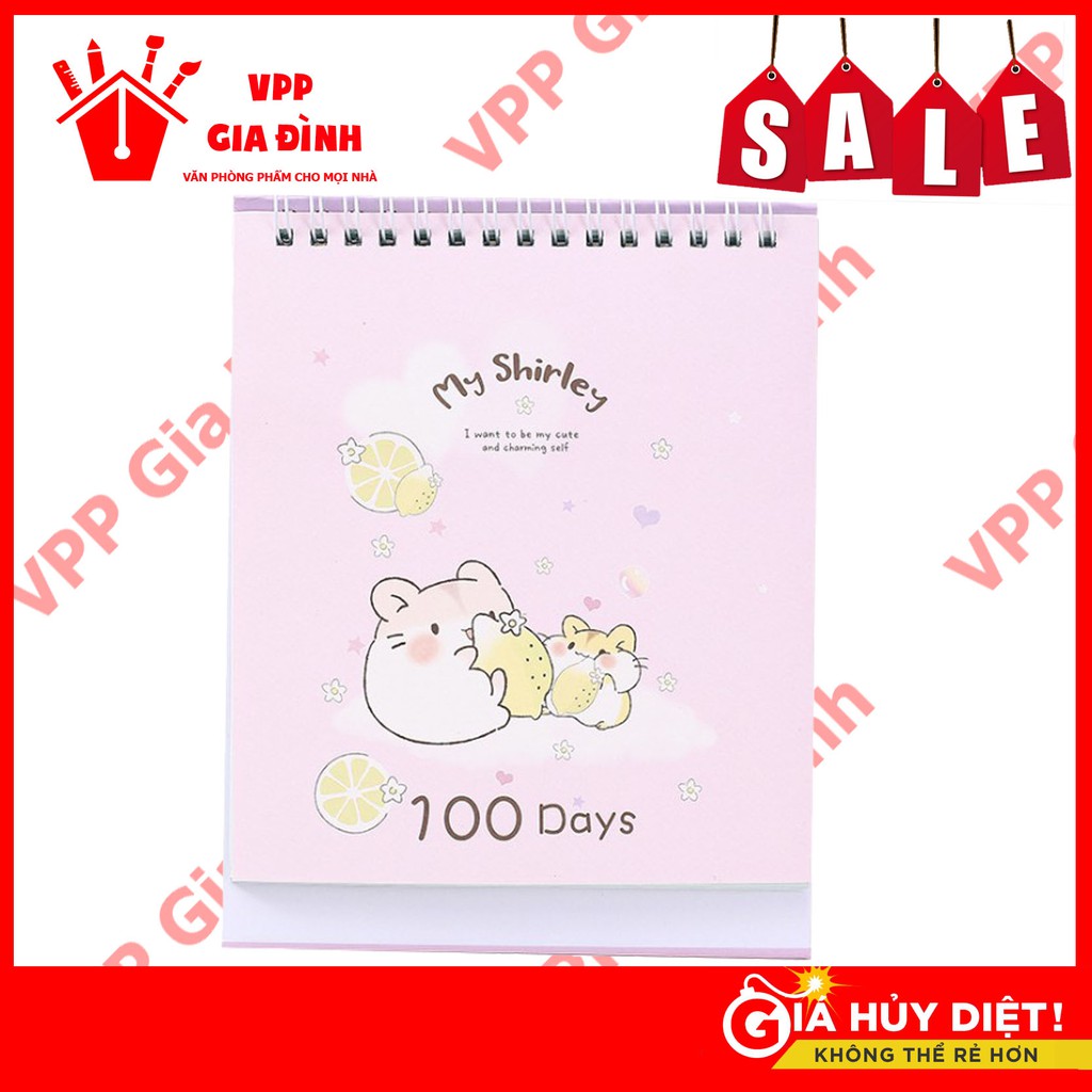 Sổ Kế Hoạch, Ghi Chú ( Note ) Lò Xo 100 Ngày - 100 Days Daily Planner Notebooks -Chuột Hamster (19 x 15 cm)