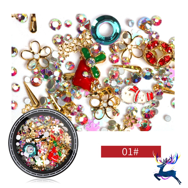 1 Hộp Phụ Kiện Trang Trí Móng Tay 3D Chủ Đề Giáng Sinh