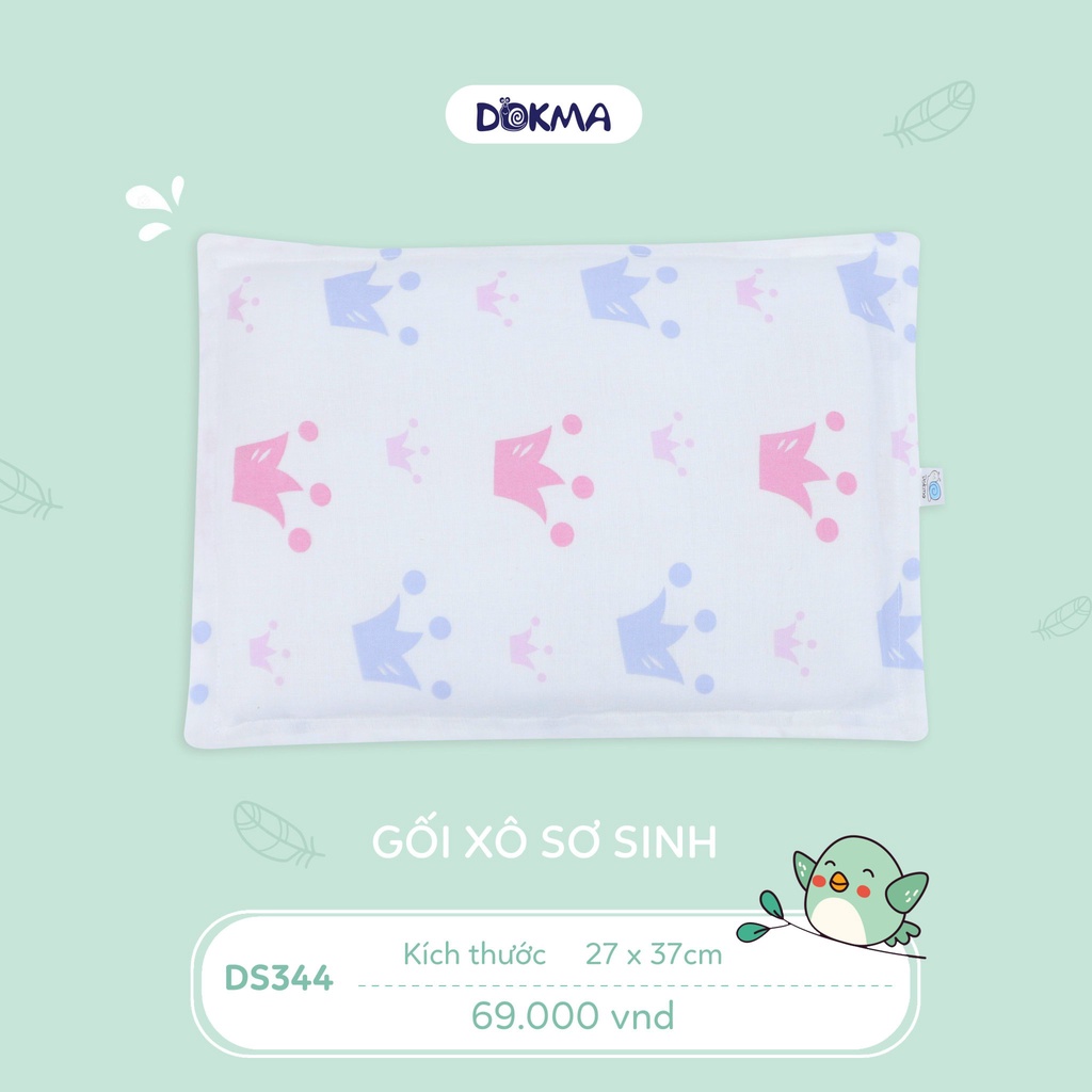 [QUÀ 20K]Gối Xô Sơ Sinh Dokma 100% Sợi Organic Cotton Thấm Hút Mồ Hôi Kích Thước 27x37cm,Tặng Vòng Dâu Trị Giá 20k.