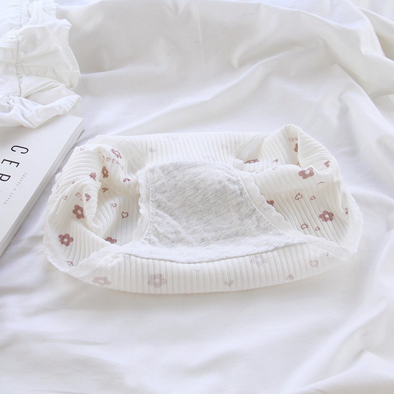 Quần Lót Nữ Cotton gân tăm Hoa đào viền ren mẫu C874