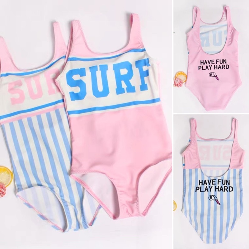 Đồ bơi bé gái liền mảnh Surf hồng