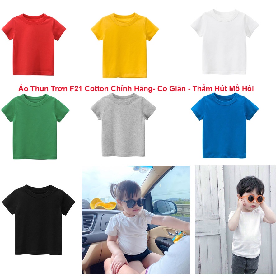 Áo thun trơn cộc tay cho bé trai bé gái từ 6-18kg